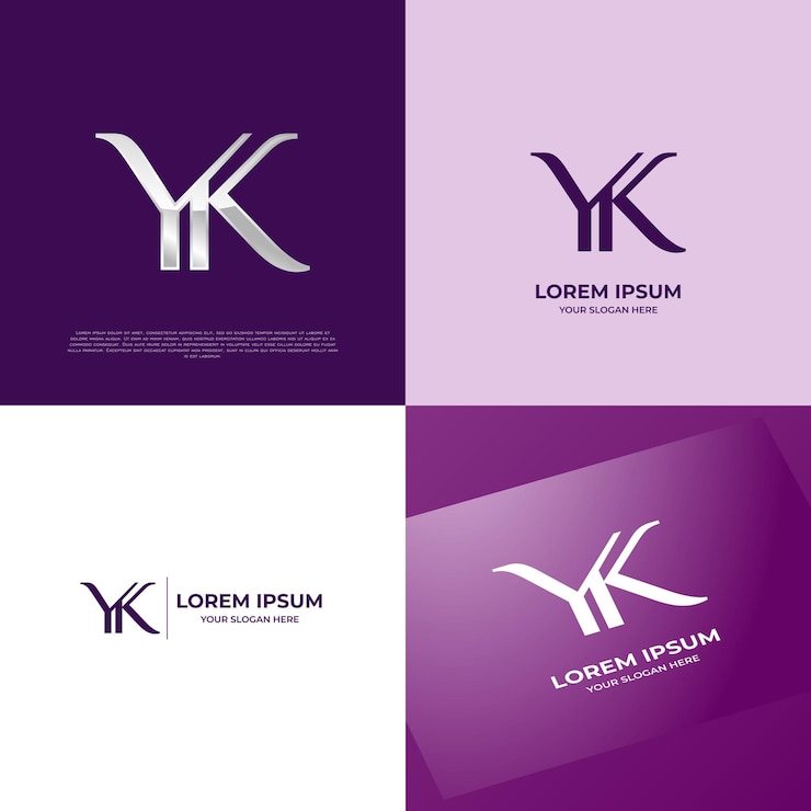 Vector plantilla de logotipo del emblema de tipografía moderna inicial de yk para negocios