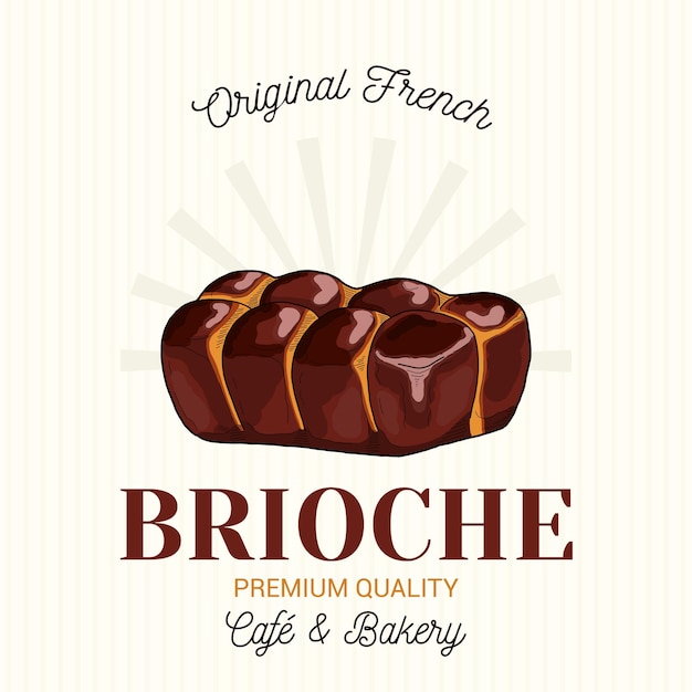 Plantilla de logotipo de emblema de vector de pastelería francesa de brioche