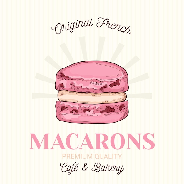 Vector plantilla de logotipo de emblema vectorial de pastelería francesa macarons