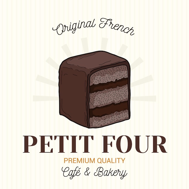 Vector plantilla de logotipo de emblema vectorial de pastelería francesa petit four