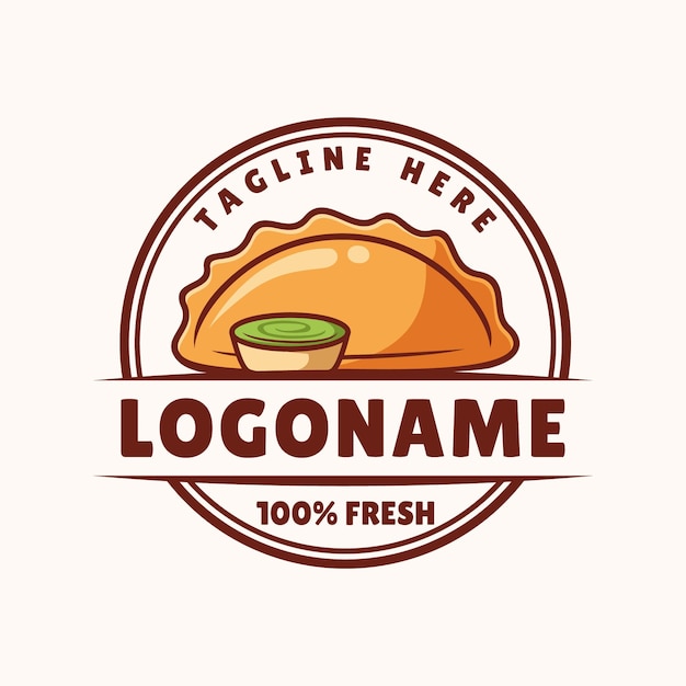 plantilla de logotipo de empanada dibujada a mano adecuada para restaurantes y cafés