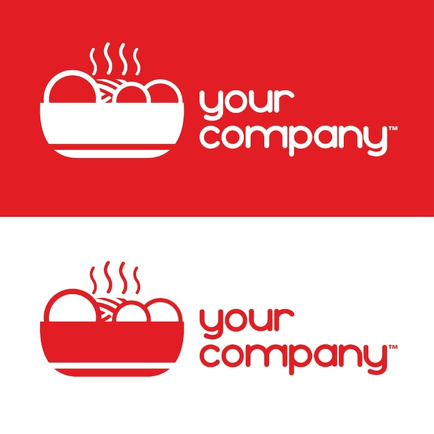 Plantilla de logotipo de empresa de albóndigas y fideos