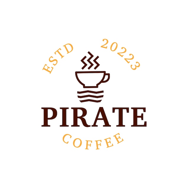 Vector plantilla de logotipo de empresa de café pirata