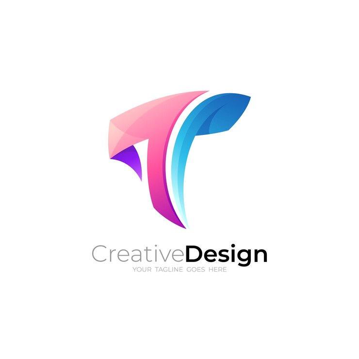 Vector plantilla de logotipo de empresa colorida de logotipo de letra t simple