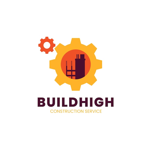 Plantilla de logotipo de empresa de construcción de diseño plano