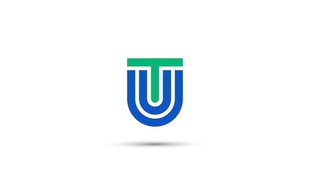 Plantilla de logotipo de empresa elegante de letra TU azul y verde