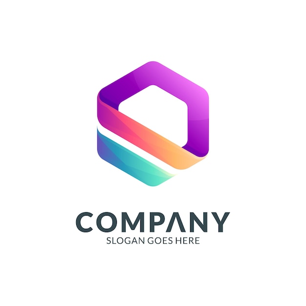 plantilla de logotipo de empresa hexagonal simple