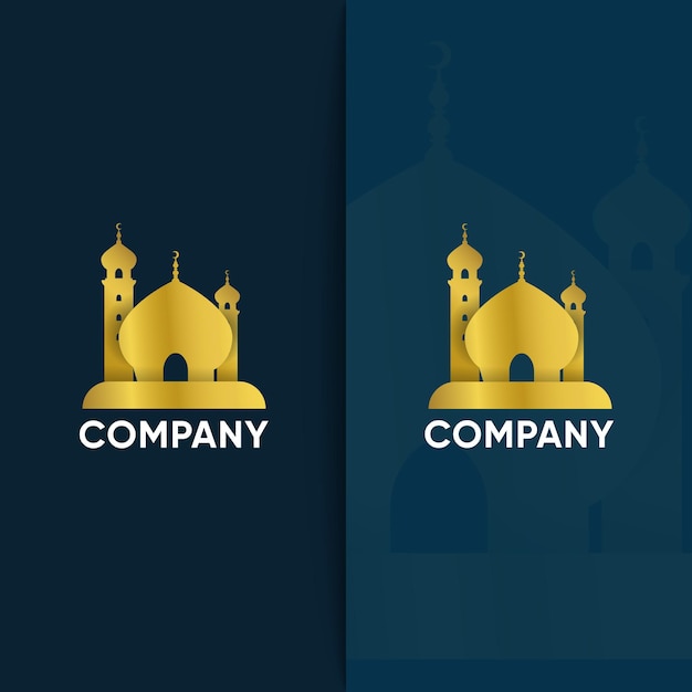 Plantilla de logotipo de empresa islámica de estilo minimalista y plantilla con Vector Premium