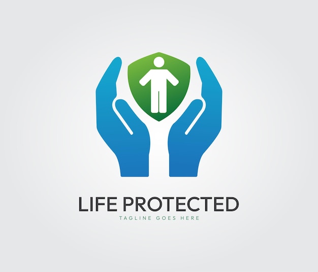 Plantilla de logotipo de empresa protegida de vida Logotipo de vector de protección de vida