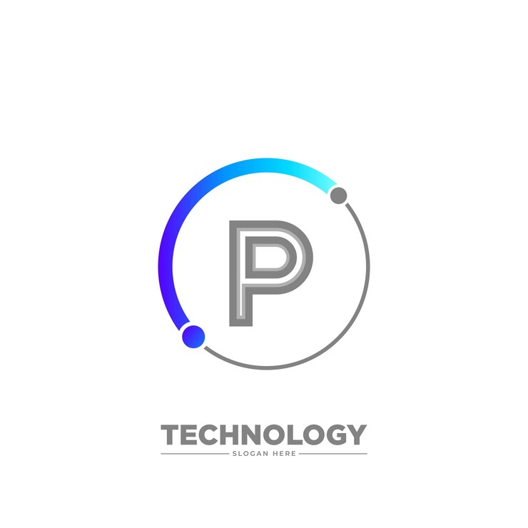 Plantilla de logotipo de empresa de tecnología de letra p