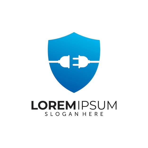 Plantilla de logotipo de energía segura, vector de diseños de logotipo de guardia eléctrica