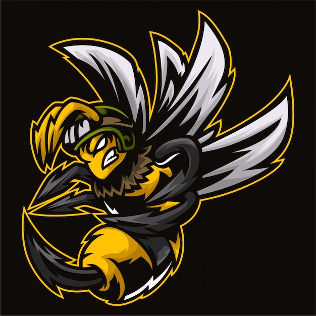 Vector plantilla de logotipo enojado hornet bee army