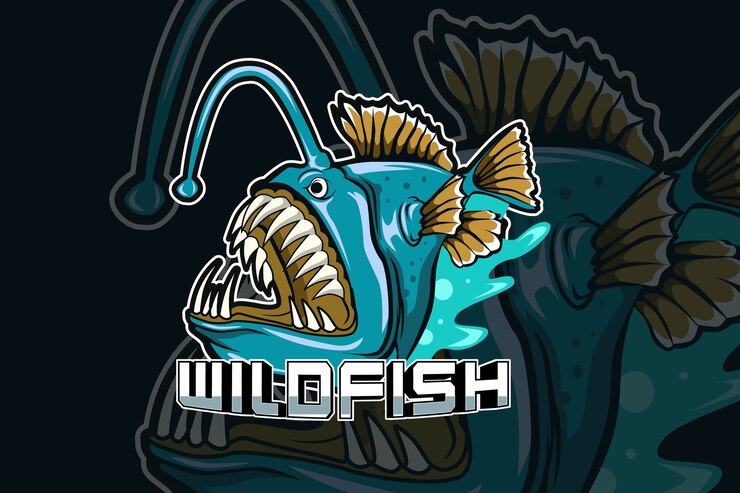 Vector plantilla de logotipo de equipo de deportes electrónicos de depredador de peces salvajes