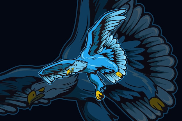 Plantilla de logotipo del equipo de e-sports blue eagle