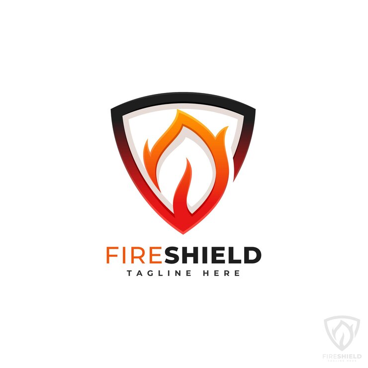 Vector plantilla de logotipo de escudo de fuego