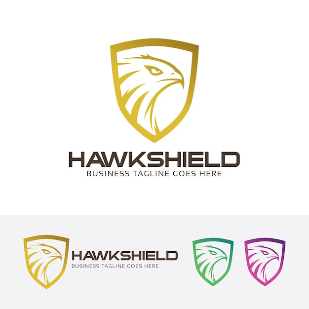 Plantilla de logotipo de escudo hawk