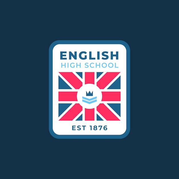 Plantilla de logotipo de escuela de inglés de diseño plano