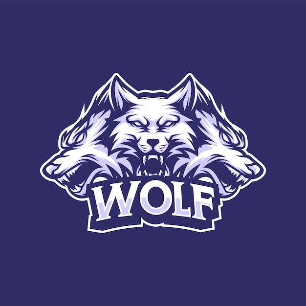 Plantilla de logotipo de esport de juego de mascota de lobo blanco