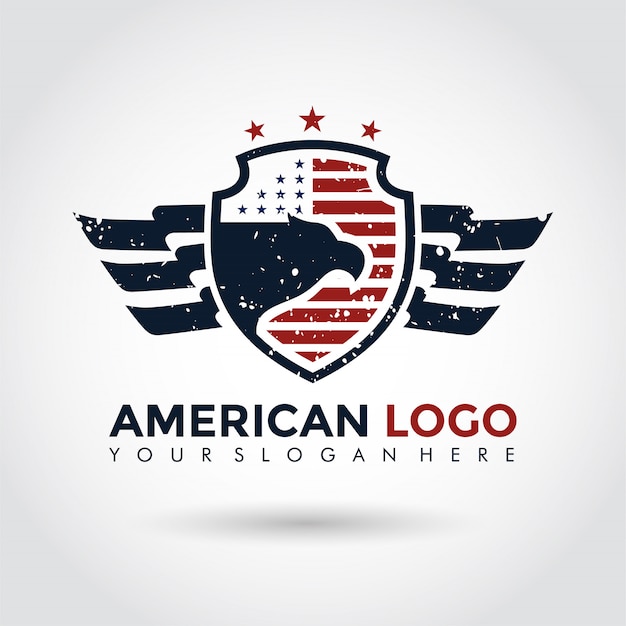 Plantilla de logotipo estadounidense. Escudo y águila.