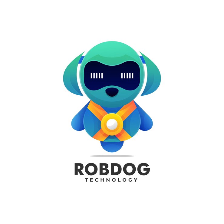 Vector plantilla de logotipo de estilo colorido degradado de perro robot