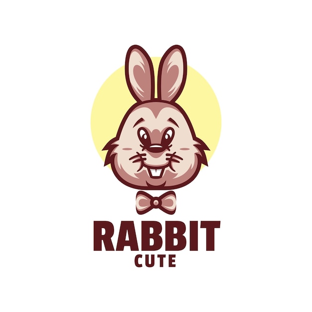 Vector plantilla de logotipo de estilo de dibujos animados de mascota de conejo