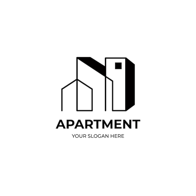 Plantilla de logotipo de estilo monoline de apartamento