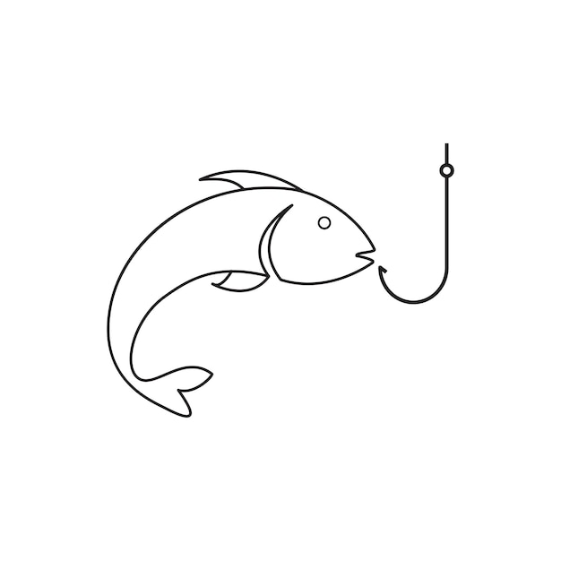 La plantilla del logotipo de estilo plano del icono de pez vectorial Ilustración