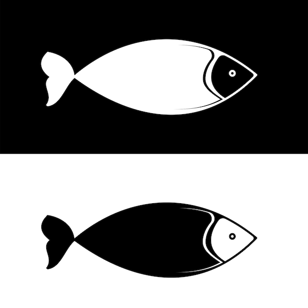 La plantilla del logotipo de estilo plano del icono de pez vectorial Ilustración