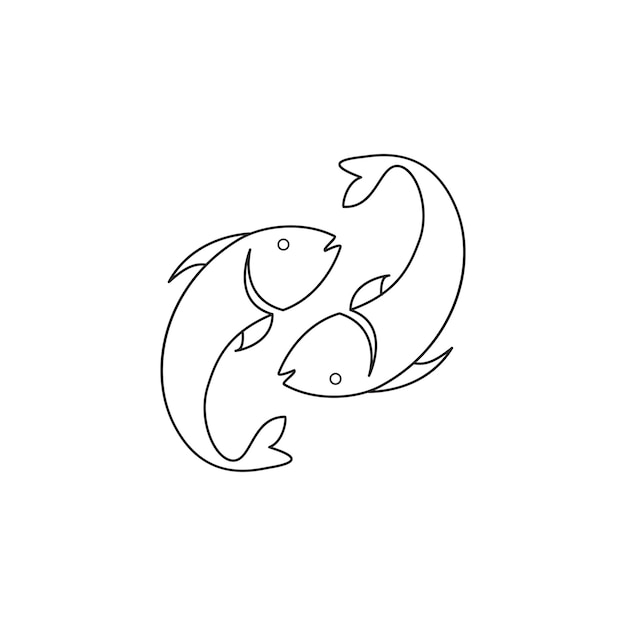 La plantilla del logotipo de estilo plano del icono de pez vectorial Ilustración