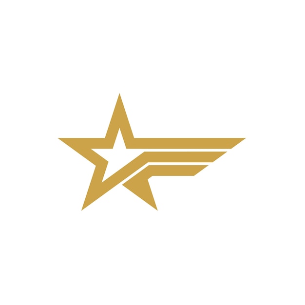 Plantilla de logotipo de estrella y alas doradas