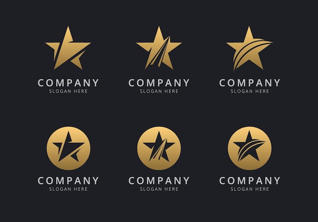 Plantilla de logotipo estrella con color de estilo dorado para la empresa