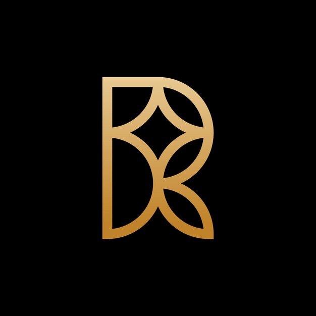 plantilla del logotipo de la estrella de la letra R de lujo