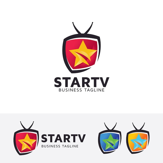 Plantilla de logotipo de estrella de vector de televisión