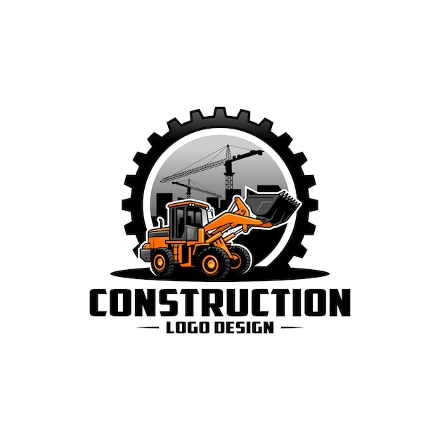 Plantilla de logotipo de excavadora Vector de logotipo de equipo pesado para empresa de construcción