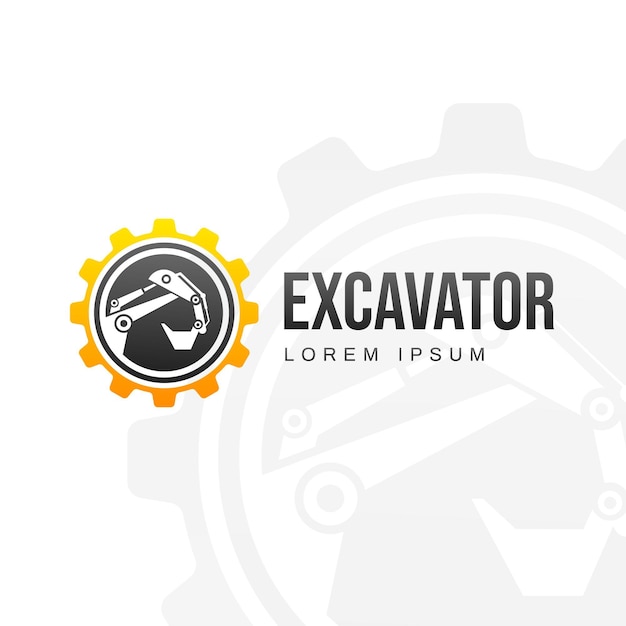 Plantilla de logotipo con excavadora