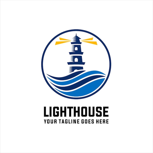plantilla del logotipo del faro Construcción del vector del logó del faro