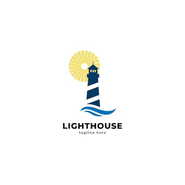 plantilla del logotipo del faro Construcción del vector del logó del faro