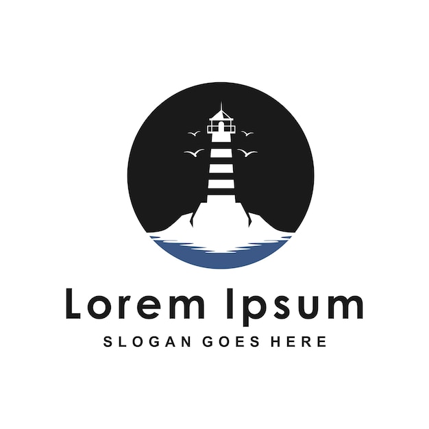 plantilla del logotipo del faro Construcción del vector del logó del faro
