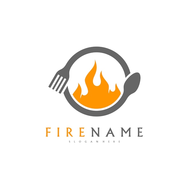 La plantilla de logotipo de Fire Food Hot Food Logo diseña el vector de concepto