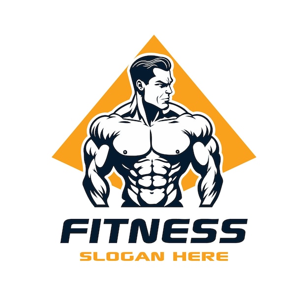 Plantilla de logotipo de fitness de 2 colores Constructor de cuerpo masculino