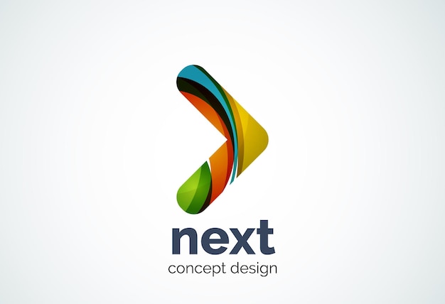 Plantilla de logotipo de flecha concepto siguiente o derecho