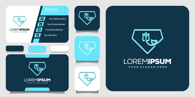 plantilla de logotipo de flor y diamante abstracto