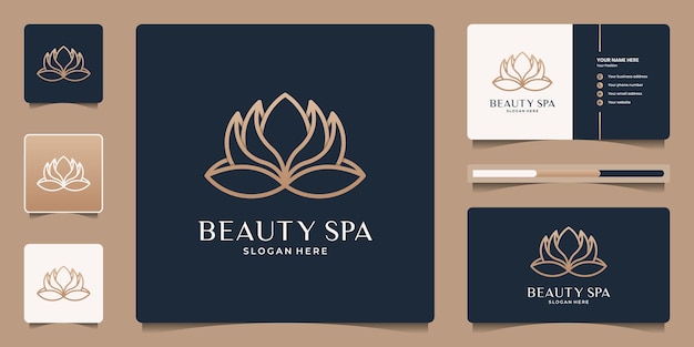 Vector plantilla de logotipo de flor de loto elegante minimalista. icono de línea de arte para salón de belleza, spa, yoga, meditación, terapia, mensaje, meditación.