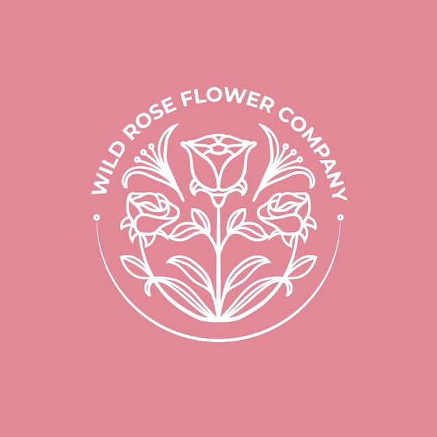 Plantilla de logotipo de flor rosa salvaje