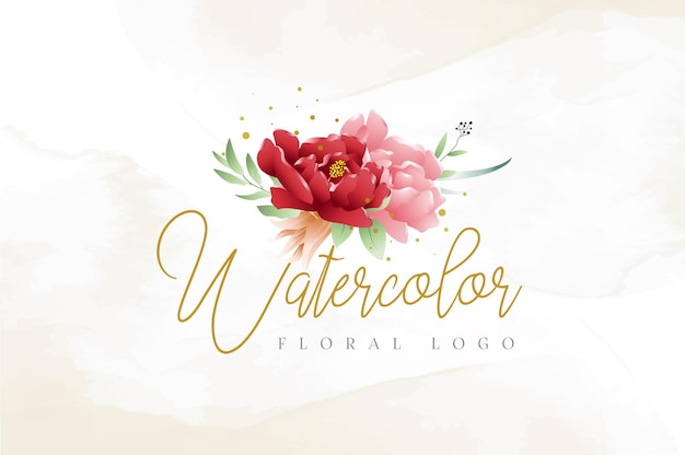 Plantilla de logotipo floral acuarela