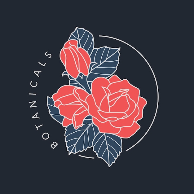 Plantilla de logotipo floral botánico dibujado a mano