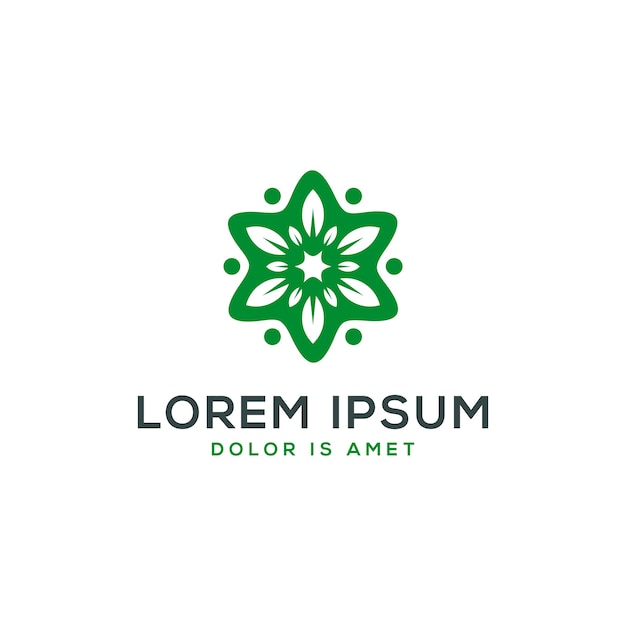 Plantilla de logotipo floral. Concepto de ornamento de hoja natural