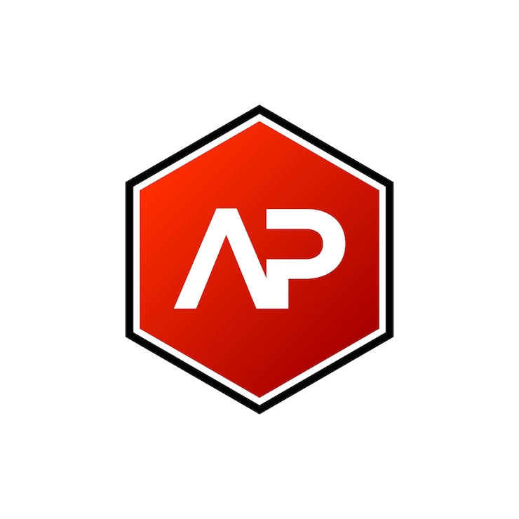 Vector plantilla de logotipo de forma de hexágono de letra inicial ap