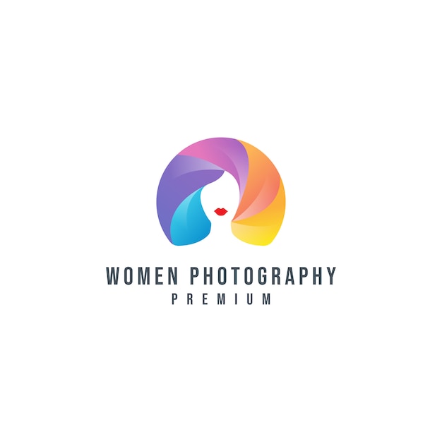 Vector plantilla de logotipo de fotografía de mujeres coloridas