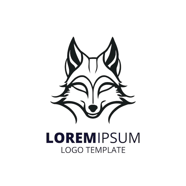 Plantilla de logotipo de Fox Cabeza de logotipo de animal mínimo Ilustración vectorial